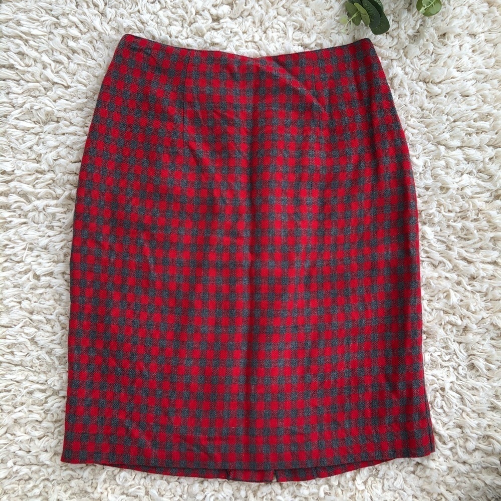Vintage Christy Girl red and grey plaid skirt